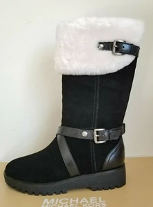 MICHAEL KORS FAWN TALL SHEARLING BUCKLE COLD WEATHER BOOTS US 9 I LOVE SHOES - Picture 1 of 8