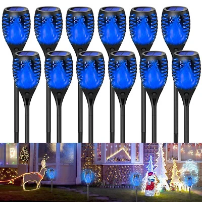 12 PACK Outdoor Yard Solar Power Torch Flame Lights Landscape Lawn Garden Lamp - Image 1 of 4