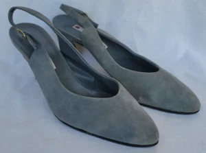 Paolo Vico Women's Shoes Size 9N Slingback Pumps Gray Suede Spike Heel Italy - Picture 1 of 11