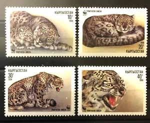 WWF Snow Leopard mnh 4 stamps 1994 Kyrgyzstan #29-32 Cats Panthera Uncia - Picture 1 of 1