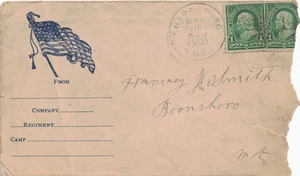 1901 Sharpsburg to Boonsboro, Maryland Cancels on a Military Cover w Flag Cachet - Picture 1 of 2