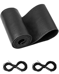 Belinous Leather Steering Wheel Cover Lace Up, Stitch on Wrap, Universal Fit 13- - Picture 1 of 8