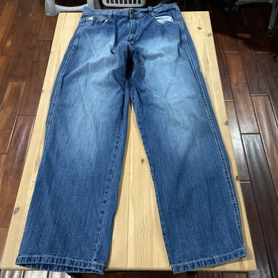 Southpole Jeans Men 36 Medium wash Grunge Goth Faded Baggy Skater Yellow Tab Y2K - Image 1 of 4