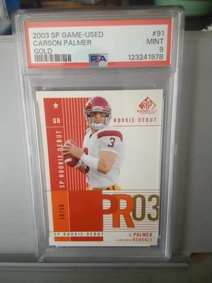 2003 SP Game-Used Carson Palmer Gold 18/50 Psa 9 - Image 1 of 3