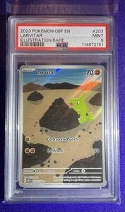 PSA 9 Larvitar 203/197 Sv03: Obsidian Flames Holo ILUSTRACIÓN RARO - Imagen 1 de 2