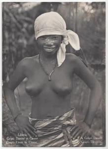 Chica bailarina africana negra desnuda en topless joven de 1920 - FOTO REAL Liberia - Imagen 1 de 2