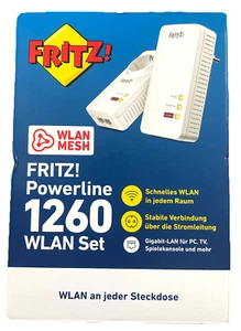 AVM FRITZ!Powerline 1260 WLAN Set 1200 Mbit/s PowerLAN WLAN Gigabit Steckdose - Afbeelding 1 van 13