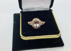 Morganite,diamonds,10k Rose Gold Gemstone Ring Size 7 - Picture 1 of 6