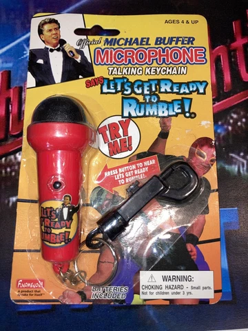 KEYCHAIN Michael Buffer Boxing Mini Rumble Microphone 1998 Key Ring (NIB MOC) Cover