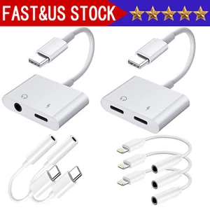 2 in 1 Charger Headphone USB Type C to 3.5mm Aux Audio Cable Cord Adapter lot - Picture 1 of 27