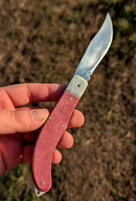 Mini navaja de bolsillo rosa soviética vintage - Kharkiv, cuchillo turístico de la URSS años 70 Foto 1 de 4