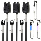 FISHING BITE ALARMS SET WITH BANK STICKS INDICATORS BOBBINS ROD RESTS CARP SET