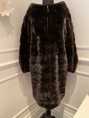 J. MENDEL Black Mink Fur Zip-Front  3/4 Length Coat Jacket - Size 10 Medium - Image 1 of 4
