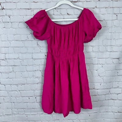 Fashion Off Shoulder Dress - Hot Pink Short Sleeve Mini Dress - Size S - Image 1 of 4