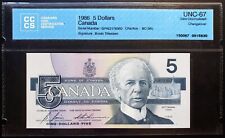 1986 Bank of Canada $5 Bonin-Thiessen Changeover GPW CCCS GEM UNC67 BC-56c