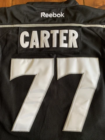 LA Kings Jeff Carter 77 Reebok Fight Strap Jersey - Size 50 - Black and White Cover