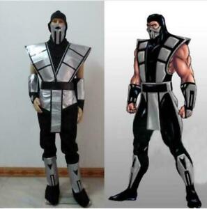 NEW! Scorpion Mortal Kombat 3 Silver Outfit Cosplay Costume Mask