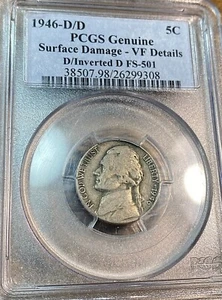 1946-D/D FS-501 D Jefferson 5c PCGS VF Details Best Price Ebay CHN - Picture 1 of 4