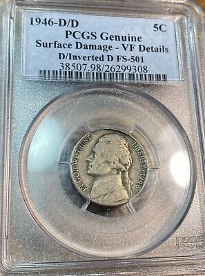 1946-D/D FS-501 D Jefferson 5c PCGS VF Details Best Price Ebay CHN - Image 1 of 4