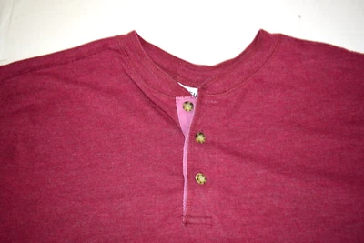 Vintage Henley Shirt Basic Edition Size L 80s Raspberry Henley Cobain Grunge - Image 1 of 4