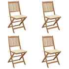 Vidaxl Folding Garden Chairs 4 Pcs With Cushions Solid Wood Acacia