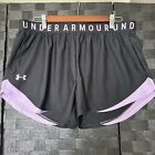Under Armour Shorts Womens XL Black Purple Loose Heatgear Logo