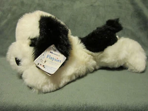 A & A Plush Flopsies Black & White PATCHES Puppy Dog 14" Bean Bag W/ TAGS #06253 - Imagen 1 de 12