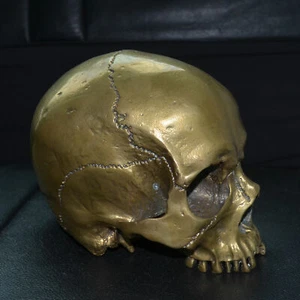 Handicrafts Brass Copper Casting 1:1 Full Life Size Human Skull Adornment Decor - Picture 1 of 8