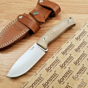 LionSTEEL M2M Fixed Knife 3.5" Bohler M390 Steel Blade Canvas Micarta Handle - Picture 1 of 13