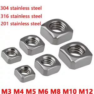 QUADRATISCHE MUTTER FÜR METRISCHE SCHRAUBEN & SCHRAUBEN A2/A4 EDELSTAHL M3 M4 M5 M6 ~ M12 - Bild 1 von 5