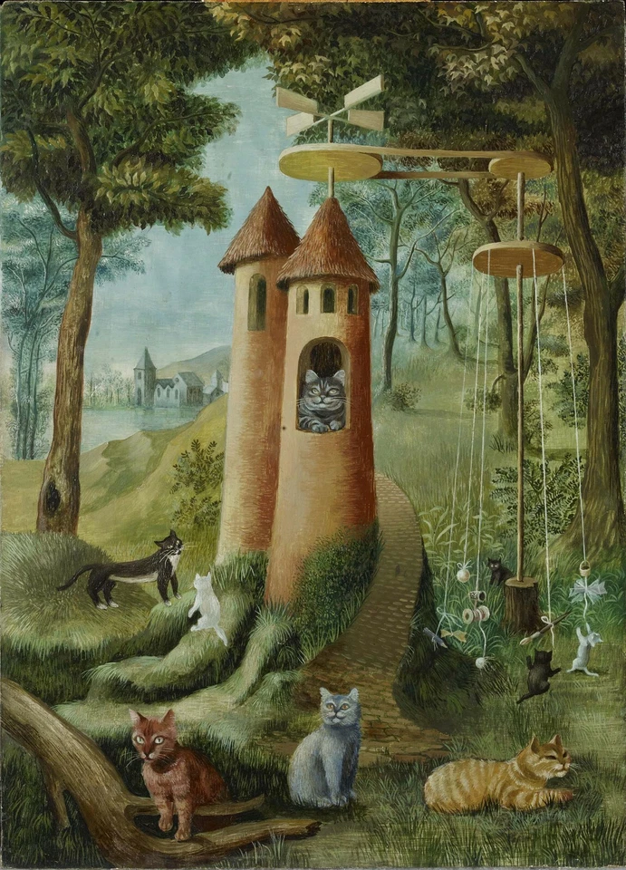 Póster artístico REMEDIOS VARO o lienzo enrollado "Cat's Paradise" gatos jugando Foto 1 de 1