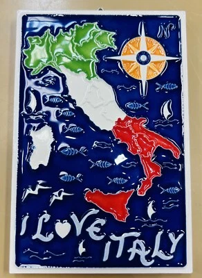 VIETRI Love italy 6 x 4 Inch Tile Made by Hand in Italy