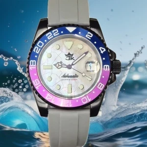 40mm Watch Black PVD Coated SS Automatic 24 Jewel Sapphire Crystal Seiko MVT - Picture 1 of 7