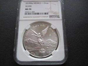 2010 Mo NGC MS70 - Mexico - 1 oz Silver Libertad Onza, Top pop - Picture 1 of 5