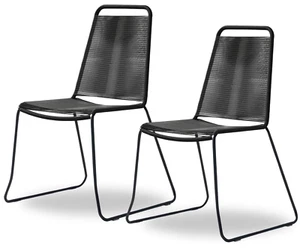 Steel Frame Rope Chairs Set of 2 - Dining, Lounge, Office, Table Home Chair - Picture 1 of 10