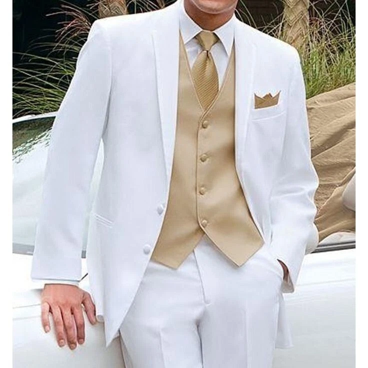 Men's White Monaco Tuxedo Jacket- Easy Care, Prom, Cruise, Gala, Black Tie - Image 1 of 4