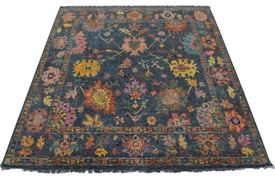 Anatolia Rug 9’4” x 8’11” Square Blue Wool Modern Hand-Knotted Oriental Carpet - Image 1 of 4