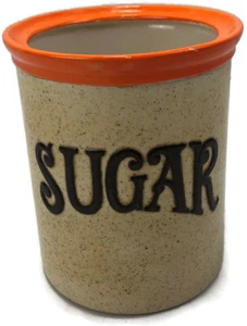 Handmade Signed Orange Brown Speckled Ceramic Canister Container Jar 80's - Picture 1 of 8