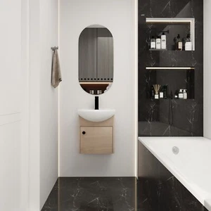 18" Small Bathroom Vanity with Ceramic Sink, Wall Mount Design - G-BVB02318PLO - Picture 1 of 12