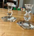 2 Val St. Lambert Crystal Candle Holders 4.75" Tall
