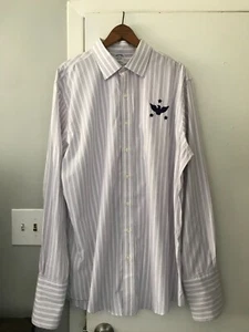 VTG Brooks Brothers 1818 Eagle Pink Pinstripe Button Up Cufflink Shirt 17.5 37 - Picture 1 of 9