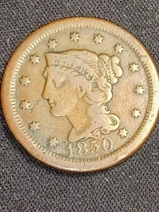1850 LG. US Penny RD VF Condition Full Liberty #676 - Picture 1 of 2