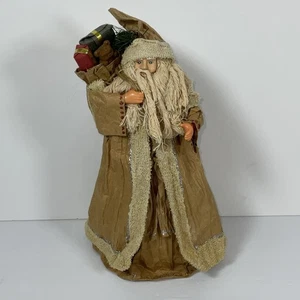 Vintage Pappmaché Weihnachtsmann Volkskunst Baumspitze rustikal Weihnachten  - Bild 1 von 12