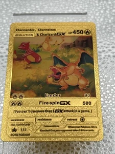Pokemon Charmander Charmeleon Charizard GX HP450 Gold Foil NM 1/1 - Bild 1 von 2