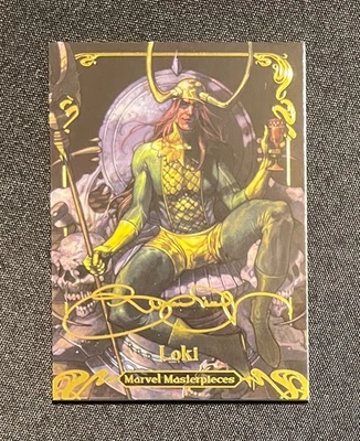 2018 Marvel Masterpieces Gold Signature TIER 4 Card #82 LOKI Rare T4 Bianchi - Image 1 of 3