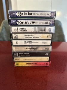Vintage Music Cassettes Joblot RAINBOW QUEEN WHITESNAKE EAGLES 1970s 1989s Retro - Picture 1 of 8