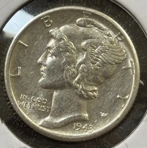 1943 D Mercury Dime 90% Silver 10c XF-AU Condition, Great Type Coin (#787) - Picture 1 of 6
