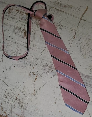 Nautica Pink Blue Stripe Boys Zipper Tie 14 Inches *S25 - Image 1 of 3