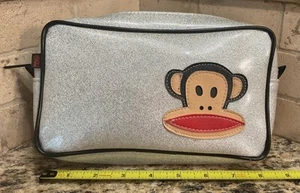 RARE Vintage Original Paul Frank Julius SILVER SPARKLE Zip Cosmetic Clutch Bag - Picture 1 of 7