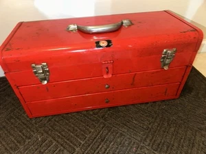 Wright Tool & Forge Company Vintage Red Mechanic Toolbox w/Tray and Two Drawers - Picture 1 of 20